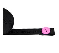 15/20/25mm Piatto Corda Elastica Ampio Neri & Bianchi Bottone Foro Nastro Abito