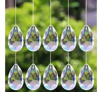 15/20 pezzi Perle di vetro cristallo trasparente a forma di pera da 28 mm - Adatte per la realizzazione di gioielli fai-da-te, parti di lampadari e catturatori di sole, decorazioni da giardino, decora
