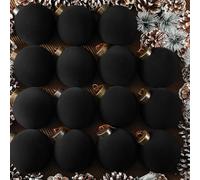 15/30 Piezas Terciopelo de Navidad,Navideñas Esferas Terciopelo,Esferas Terciopelo Vino,Decoración Colgante de Árbol de Navidads (Negro,30 pc)