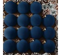 15/30 Piezas Terciopelo de Navidad,Navideñas Esferas Terciopelo,Esferas Terciopelo Vino,Decoración Colgante de Árbol de Navidads (Azul marino,15 pc)