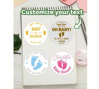 15/35/70 pezzi Adesivi personalizzati come regalo per neonati, adesivi personalizzati con nome e data del bambino, etichette circolari con dettagli sulla nascita, utilizzati come etichette regalo per 