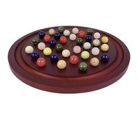 15.7 Inches Large Marble Solitaire Board Game Wooden Classic Natural Stone Marbles Solitaire Game Set Containing 36 Colored Natural Stone Marbles Strategy and Smart Games (Redpeach)