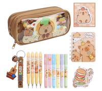 15 astucci Capybara Astuccio con accessori, regalo Capybara, cancelleria, set per ragazze e ragazzi Kawaii, astuccio per maialino, astuccio con ciondolo capybara, penne adesive