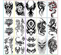 15 Autocollants De Tatouage Temporaire Demi-bras Pour Hommes Et Femmes
