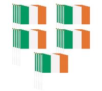 15 bandiere irlandesi a mano, bandiera irlandese, piccole bandiere su bastoni, bandiere a mano con emblema nazionale, decorazioni per feste irlandesi (14 x 21 cm)
