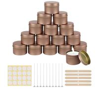 15 Barattoli per Candele, 120ml Rotondi Vuoti Contenitori per Candele con Kit Candele, Contenitori per Candele Fai Da Te con Coperchio per Candele o per la Produzione di Candele