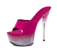 15 Cm/5.9IN Tacco Alto Tacchi Alti Donna Tacchi Aperti Tacchi A Spillo Senza Schienale Scarpe Festa Tacco Piattaforma Sandali Trasparenti Estate Taglie Forti Unisex,Rosa,44 EU