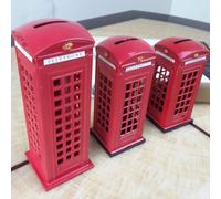 15 Cm Decorazione Della Cabina Telefonica Bambino Salvadanaio D'epoca