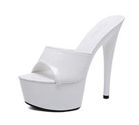 15 Cm Tacchi Alti Donna Sexy Piattaforma Pole Dance Sandali Stripper Discoteca Party Dance Sandali Piattaforma Large Size Unisex,Bianca,39