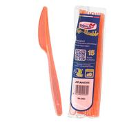 15 Coltelli di plastica arancioni lavabili e riutilizzabili DOpla