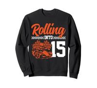 15° compleanno di Go Kart Racing Rolling Into 15 Funny Boys & Kids Felpa