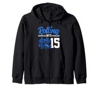 15° compleanno di Go Kart Racing Rolling Into 15 Funny Boys & Kids Felpa con Cappuccio