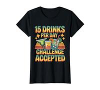 15 Drinks per Day Challenge Accepted Party Level Expert - Maglietta con Stampa Grafica Economica
