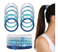 15 elastici per capelli per Kknekki, elastici blu per donne e ragazze, di alta qualità, senza pieghe, morbidi, accessori per coda di cavallo spessi e sottili, eleganti elastici senza danni, per lo