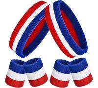 15 fasce per il sudore a righe, include 5 fasce sportive a righe e 10 braccialetti per il sudore a righe colorate per uomini e donne