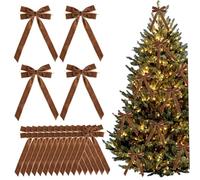 15 fiocchi in velluto, fiocchi rustici preformati per albero di Natale, 5, 1x10, 2 pollici ornamenti natalizi in velluto per albero, ghirlanda, ghirlanda, caffè swag per