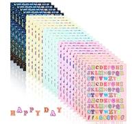 15 fogli autoadesivi per bambini, con lettere piccole, lettere adesive colorate, con lettere glitterate, per scrapbooking, pennarelli, decorazioni per lettere, scuola, insegnanti, libri