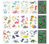 15 fogli di adesivi per tatuaggi di dinosauri che si illuminano al buio, possono essere utilizzati per regali di compleanno, feste a tema, giocattoli per ragazzi