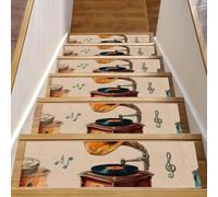15 gradini per scale in legno, 20,3 x 76,2 cm, antiscivolo, per interni, per bambini, anziani e animali domestici, grammofoni e note musicali