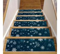 15 gradini per scale in legno, 20,3 x 76,2 cm, antiscivolo, per interni, per bambini, anziani e animali domestici, fiocchi di neve che cadono di Natale, paesaggi naturali