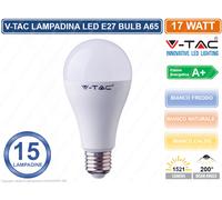15 LAMPADINE LED V-TAC VT-2017 E27 BULBO 17 WATT A65 KIT DA 5 LAMPADINA LAMPADA