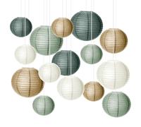 15 lanterne di carta decorazioni cinesi lampada di carta verde salvia, decorazione per feste in giardino, decorazione per feste di nozze, baby shower, compleanno