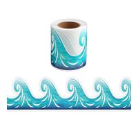 15 m blu ondulato bordi aula bacheca autoadesivi, bacheca, decorazioni per l'inizio della scuola