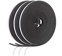 15 m Strisce Meteorologiche in Schiuma Nastro Strisce di Tenuta Nastro EVA per Paraspifferi Porte Finestre Strisce Autoadesive per Tenuta Fessura a Prova di Rumore del Vento (Nero)