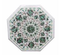 15 " Marmo Bianco Angolo Tavolino Top Malachite Inserto Arredo Casa E Giardino