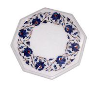 15 " Marmo Table Top Handmade Lapis Pietre Semi Preziose Floreale Lavoro