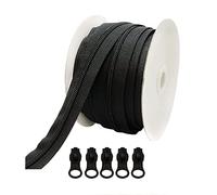 15 Metri Chiusure Lampo Impermeabile + 10 Cursori per cucire e montare la cerniera su misura, cerniera per cucire su vestiti, neoprene, impermeabile, (15 Metri, Rete 5 mm)