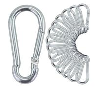 15 moschettoni in acciaio inox, 6 x 60 mm, moschettone con portata di 140 kg, ideali per portachiavi, campeggio, escursioni, viaggi, pesca, zaino (argento)