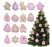 15 ornamenti natalizi rosa a forma di pan di zenzero color pastello, ornamenti di pan di zenzero in morbido PVC, decorazione da appendere alla parete, caramelle natalizie, decorazioni per feste di