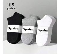 15 paia di calzini sportivi unisex bianchi a tinta unita, senza logo, per uomo, donna, ragazzo e ragazza, adatto come regalo primaverile o estivo 39-42,36-39Lettere,Colore unicoTessuto