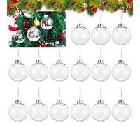 15 Palline Trasparenti per Albero di Natale, 6 cm, Decorative Con Cordino, in Plastica Come Decorazione Natalizia