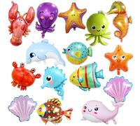 15 palloncini a forma di animali dell'oceano, decorazioni per feste di TACYKIBD Under The Sea, Baby Shark e Fish Palloncini per bambini, decorazioni di compleanno per feste per bambini