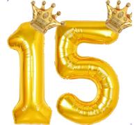 15 palloncini con numeri da 101,6 cm, palloncini dorati per 15° compleanno, per ragazze e ragazzi, giganti in lamina Mylar per 15 palloncini di compleanno