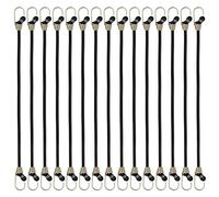 15 Pcs Corde Elastiche con Gancio Robuste Corde Elastiche Universali Cinghie Corde Elastiche con 2 Gancio Cavi Elastici di Fissaggio per Auto Portapacchi Trasporto Campeggio, Aperto, Nero