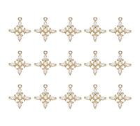 15 Pcs Cristalli Charm Croce, Perline Mini Pendente Rame, Bianco