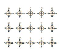15 Pcs Cristalli Charm Croce, Perline Mini Pendente Rame, Blu