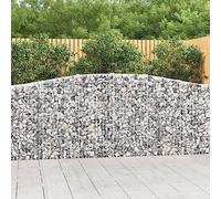 15 Pcs Galvanized Steel Gabion Baskets Arc Shape 400x30x100/120 cm for Garden Decoration, Windbreak & Noise Reduction, Heavy Duty Wire Mesh with Hooks for Rock Filling, Outdoor Landscaping