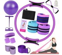 15 Pcs Set di Palla e Anello per Pilates, Kit per Pilates per Allenamenti a Casa, Anello per Pilates Magic Circle, Kit Essenziale per Pilates per Donne, Kit Iniziale per Pilates per Donne (Viola)