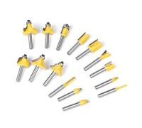 15 pezzi 1/4in 1/2in 6mm 8mm gambo set di punte for rifinitura fresa perline dritte utensili for taglio in carburo for lavorazione del legno Per trapano da banco(6mm Shank no box)