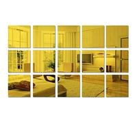15 pezzi 15 cm Specchio Adesivi per Parete, Quadrato Dorato Specchio Piastrelle Autoadesivo, Removibile Acrilico Specchio per Casa Bagno Camera da Letto Ufficio