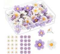 15 pezzi/30 pezzi Puntine da disegno floreali colori pastello - bianco, viola, cucito, ufficio - dimensioni e forme assortite, puntine carine bFerro