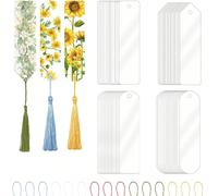 15 pezzi/30 pezzi Segnalibri Trasparenti In Acrilico A Nappina Colorata Con 15 pezzi/30 pezzi Mini Nappe Per Segnalibri, Per Progetti Fai Da Te E Etichette Regalo Per Laurea, 4 Opzioni Di Forma, Forni