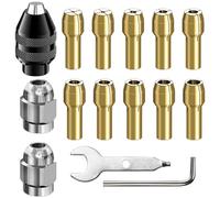 15 Pezzi 4486 Mandrino,Autoserrante Senza Chiave da 0.8 mm a 3.2 mm,Mandrino per Trapano in Ottone, Compatibile con Dremel trapano per Accessori Utensili Rotanti 4000, 3000, 300, 200, 100, 8200(M7)