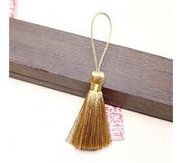 15 pezzi, 5 cm, con mini nappe, in seta, con nappe colorate, con frange, segnalibro, per fai da te (oro)