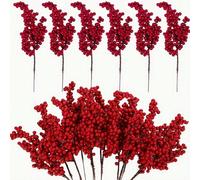 15 pezzi - Bacche rosse artificiali con biancospino, rami di bacche rosse, bacche di agrifoglio in schiuma artificiale, decorazioni per albero di Natale, fai da te, decorazioni natalizie, decorazioni 