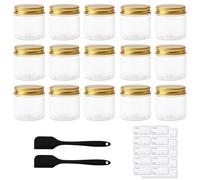 15 Pezzi Barattolo Cosmetici, Trasparente Plastica Vuoto Contenitore Cosmetico Vasetti mini con etichette e spatola, mini contenitori trasparenti per trasportare trucco, creme, lozioni, mini candele